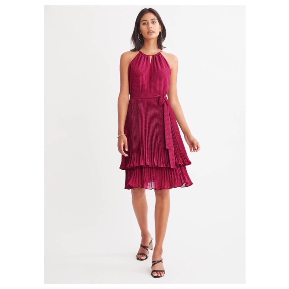 NWT ANN TAYLOR Polka Dot Tiered Halter Dress